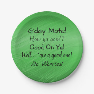 Change Text - Aussie Slang Conversation  7" Paper Plate