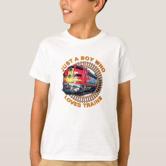 Change Text Boy Who Loves Trains Red Yellow Diesel T-Shirt