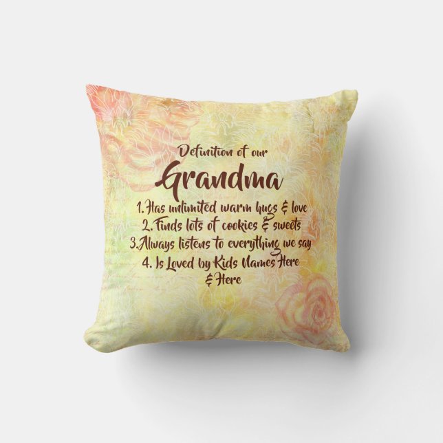 Change Text Definition of our Grandma, Grandmother Cushion (Front)