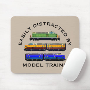 Change Text Easily Distracted Model Trains Diesel  Mouse Mat