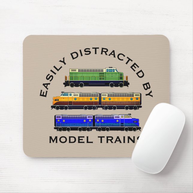 Change Text Easily Distracted Model Trains Diesel  Mouse Mat (With Mouse)