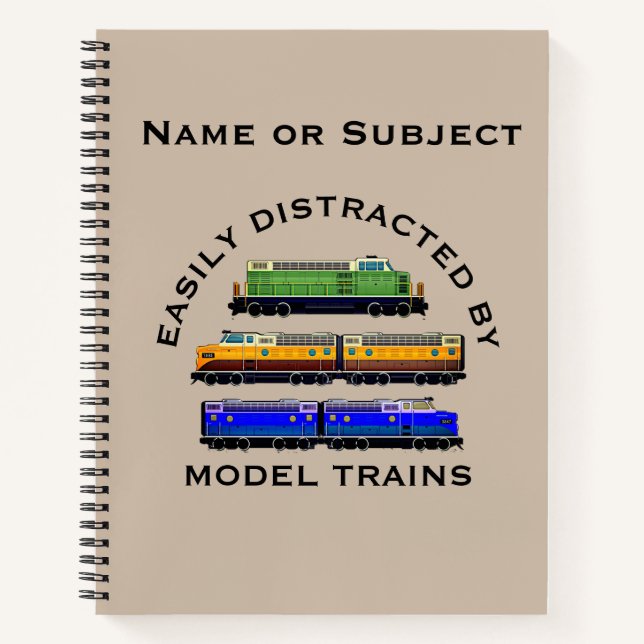 Change Text Easily Distracted Model Trains Diesel  Notebook (Front)