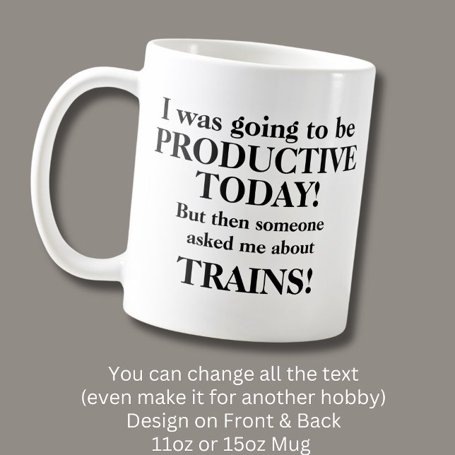 Change Text, Going to be Productive Today, Trains  Coffee Mug (Creator Uploaded)