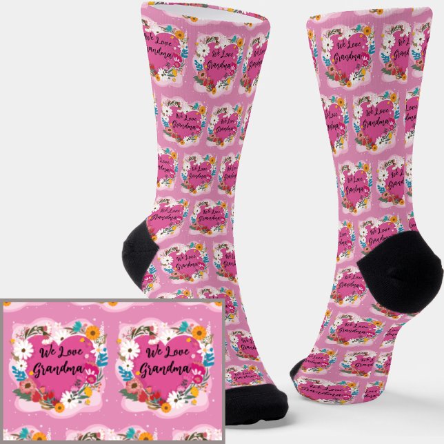 Change Text Grandma Name, Pink Grandmother  Socks (Creator Uploaded)