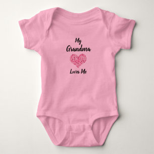 Change Text Grandmother Name My Grandma Loves Me Baby Bodysuit