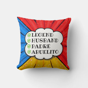 Change TEXT Legend Husband Padre Abuelito Comic Cushion