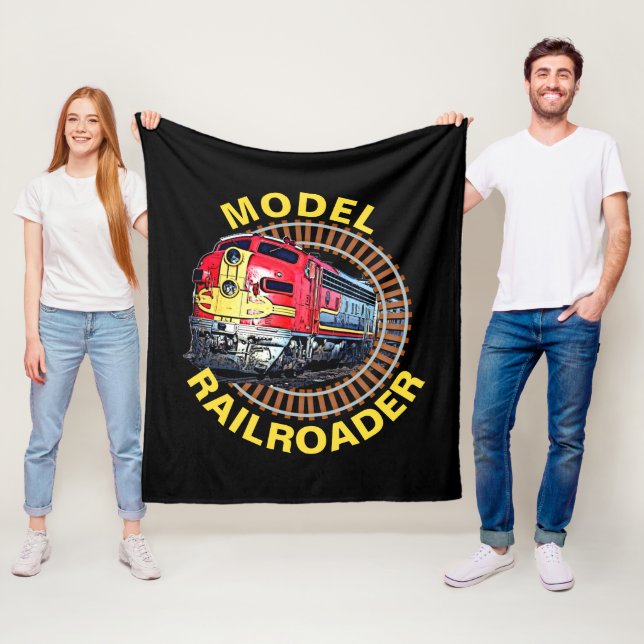 Change Text Model Railroader Red Yellow Diesel     Fleece Blanket (In Situ)