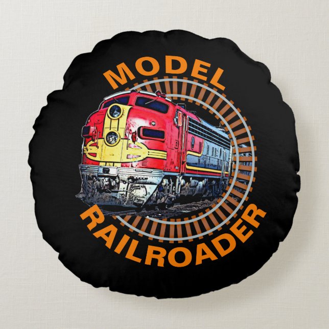 Change Text Model Railroader Red Yellow Diesel Thr Round Cushion (Front)