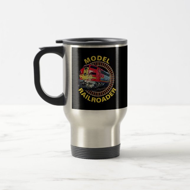 Change Text Model Railroader Red Yellow Diesel     Travel Mug (Left)