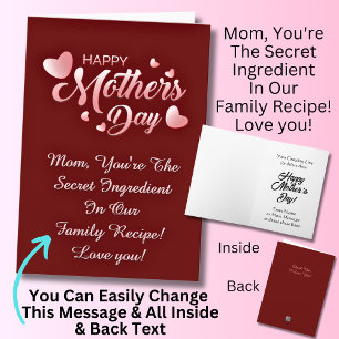 Change Text, Mum, You're The Secret Ingredient     Card