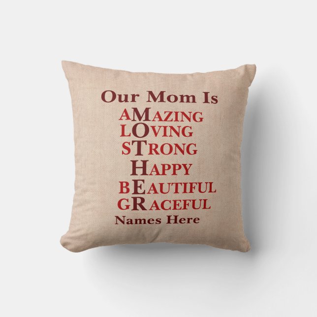Change Text, Our Mum Is MOTHER Words, Add Names    Cushion (Front)
