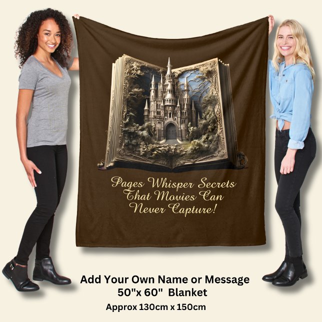 Change Text, Pages Whisper Secrets, Book 3D Castle Fleece Blanket (Creator Uploaded)