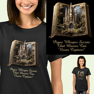 Change Text, Pages Whisper Secrets, Book 3D Castle T-Shirt