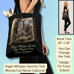 Change Text, Pages Whisper Secrets, Book 3D Castle Tote Bag