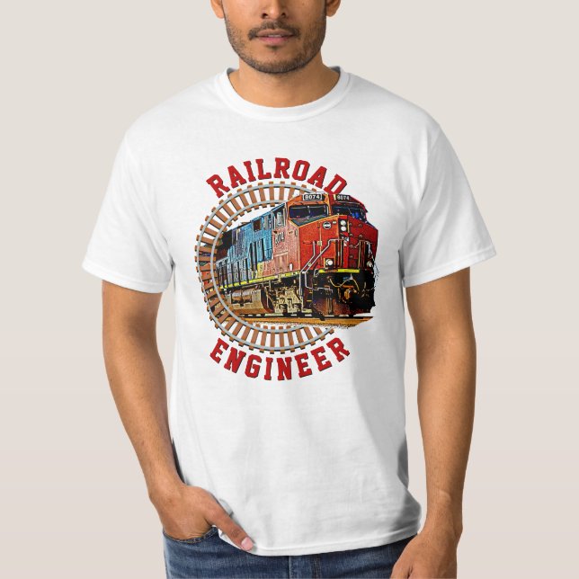 Change Text Railroad Engineer Diesel Locomotive    T-Shirt (Front)