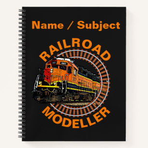 Change Text Railroad Modeller Orange Diesel Train  Notebook