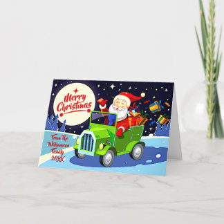 Change  TEXT - Santa Vintage Truck Merry Christmas Holiday Card