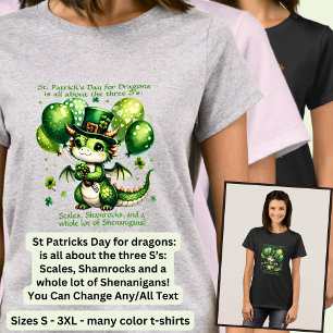 Change Text, St Patricks Day for Dragons Shamrocks T-Shirt