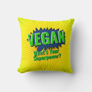 Change Text Vegan Your Superpower Comic Style Text Cushion