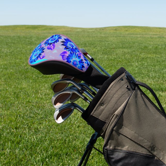 Change the Background Colour Sunflowers Golf Head Cover (In Situ)