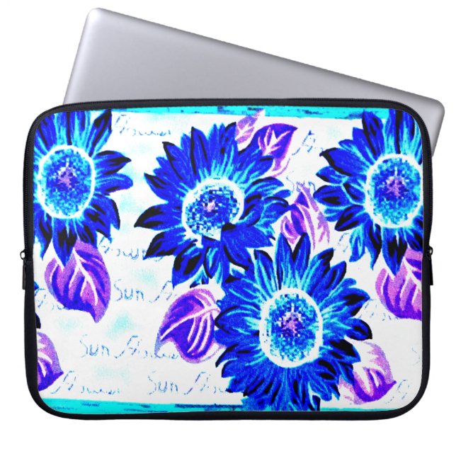 Change the Colour Blue Sunflower Laptop Sleeve (Front)