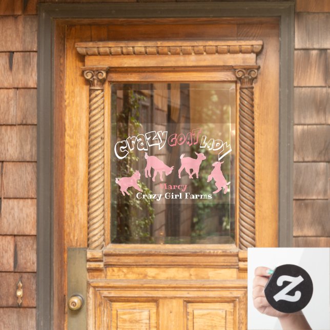 Change the colours of this Crazy Goat Lady  Window Cling (Home Door)