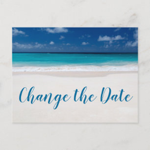 Change The Date Beach Theme Save The Date Announcement Postcard