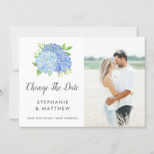 Change The Date Blue Hydrangea Wedding Save The Date