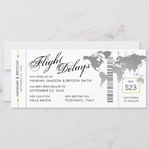 Change the Date Boarding Pass Destination Wedding Announcement