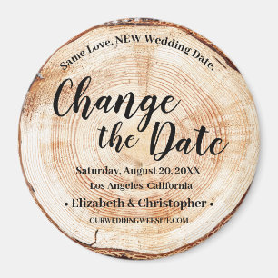 Change the Date Botanical Wood Rustic Wedding Magnet