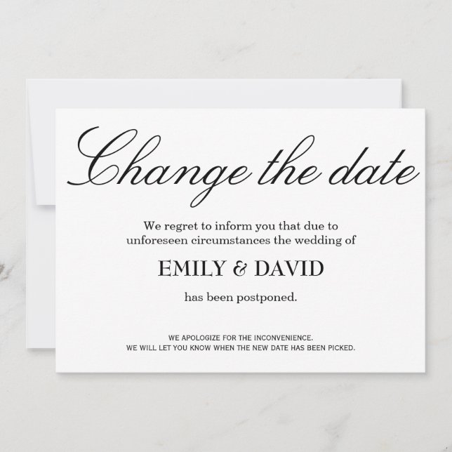 Change the date elegant and minimal invitation (Front)