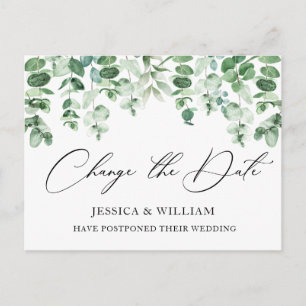 Change the Date Elegant Eucalyptus Wedding Postcard