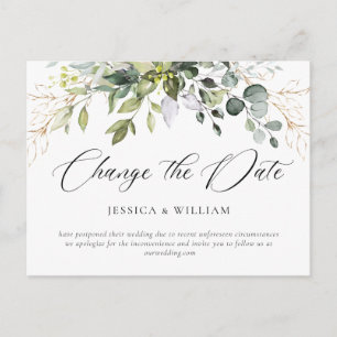 Change the Date Elegant Eucalyptus Wedding Postcard