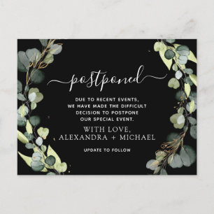 Change the Date Eucalyptus Greenery Postponed Announcement Postcard