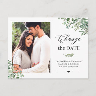 Change the Date Greenery Eucalyptus Leaves Photo Postcard