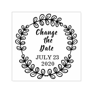 Change The Date Hand Drawn Wreath Custom Self-inking Stamp