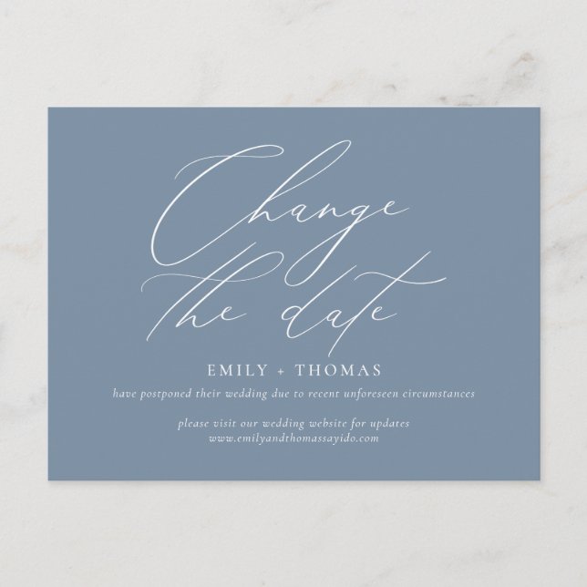 Change the Date Minimalist Modern Calligraphy Postcard (Front)
