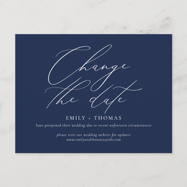 Change the Date Minimalist Modern Calligraphy Postcard (Front)