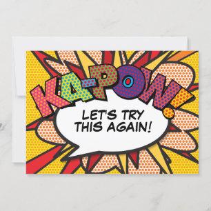 Change the Date Modern Fun Comic Book Pop Art Invitation