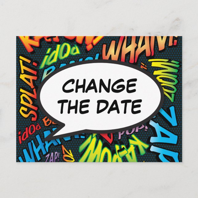 Change The Date Modern Typographic Fun Postcard (Front)