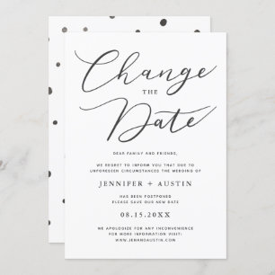 Change the Date Modern Typography Wedding Update Invitation