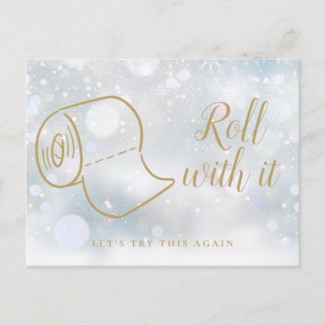 Change the Date New Plan Celebration Winter Announcement Postcard (Front)