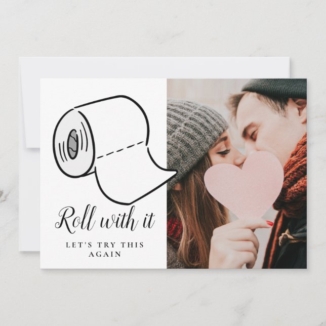 Change the Date Photo Wedding Postponed Event  Invitation (Front)