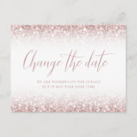 Change The Date Pink Glitter Bat Mitzvah Postponed