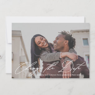 Change the Date Postpone Wedding Calligraphy Photo Announcement