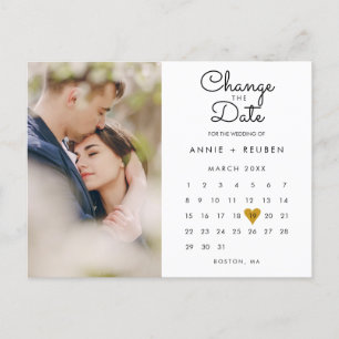Change the Date Postponed Calendar Photo Announcement Postcard