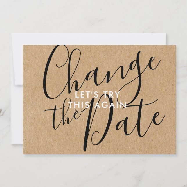 Change the Date Postponed Cancelled Event Rustic Save The Date (Front)