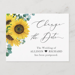 Change the Date Postponed Eucalyptus Sunflower Postcard