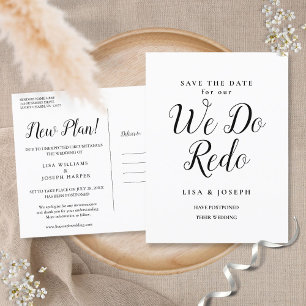 Change the Date Postponed We do Redo Announcement Postcard