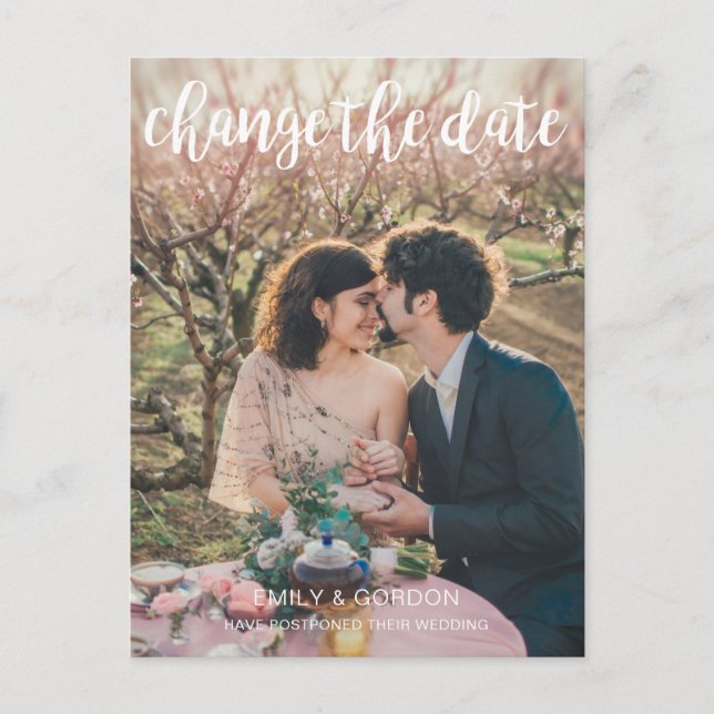 Change the Date Postponed Wedding Announcement (Front)
